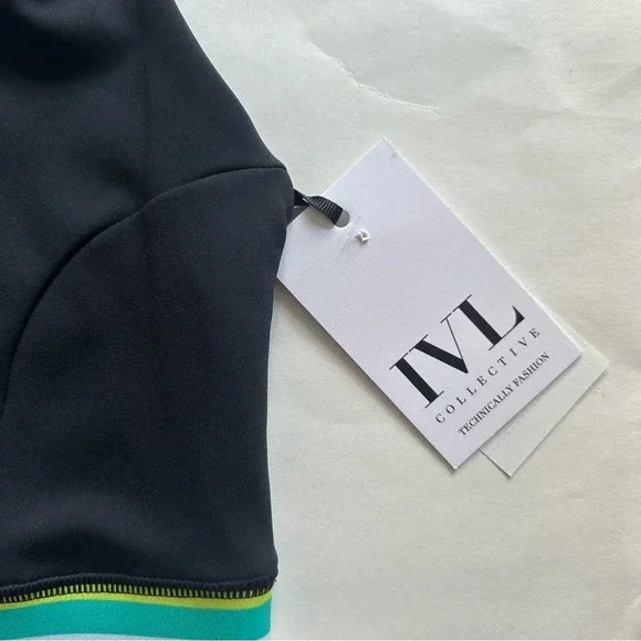 New IVL Collective Rainbow Stripe Sports Bra Size 12 XL Black Maize Crossback - Picture 7 of 9